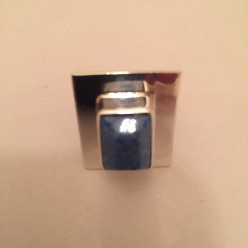 Sterling Silver Contemporary Lapis Statement Ring - image 7